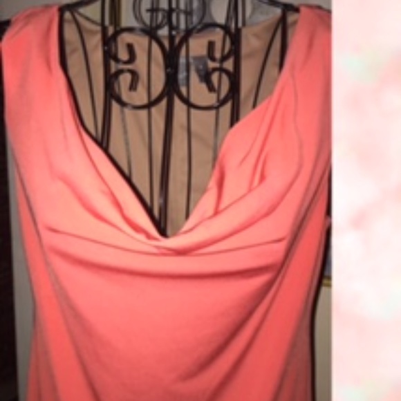MUSE TANK DRESS~ORANGE,TAN,BLUE COWL NECK~SIZE 4 - Picture 6 of 6